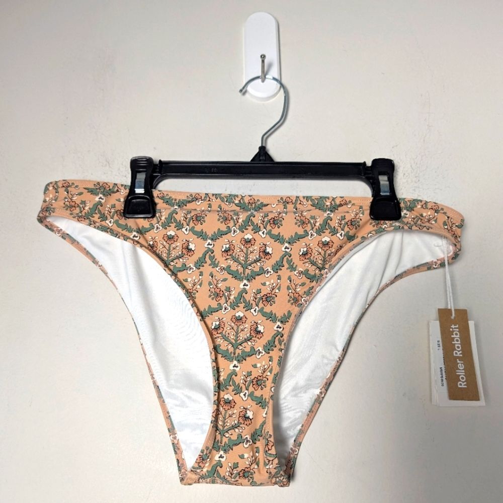 Roller Rabbit Bikini Bottom Ham Hipster Color Rose Tan Floral Sz L Boho